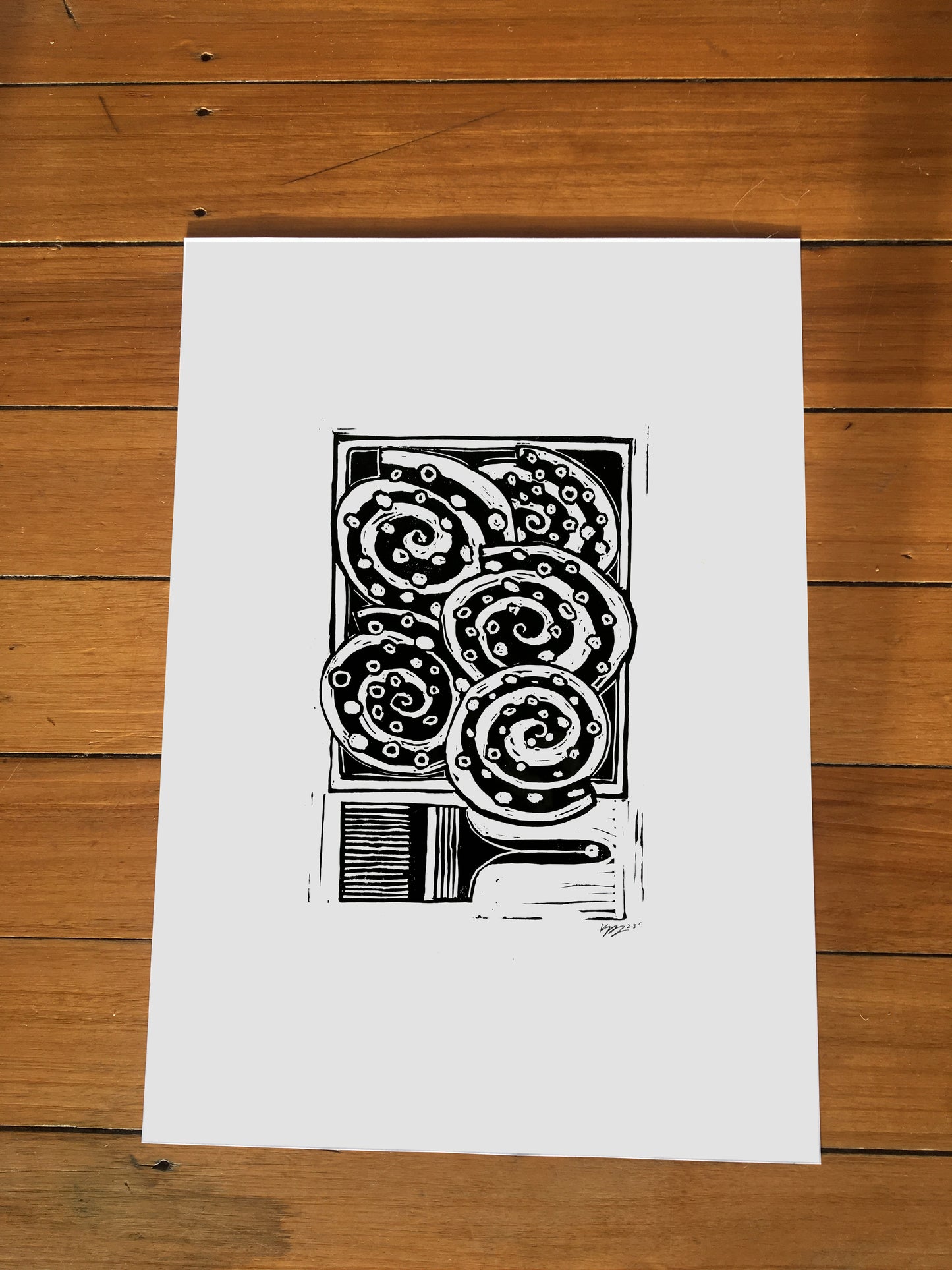 Hahoy Studio x Billow Bakery - 'Cinnamon Rolls' Linocut Print